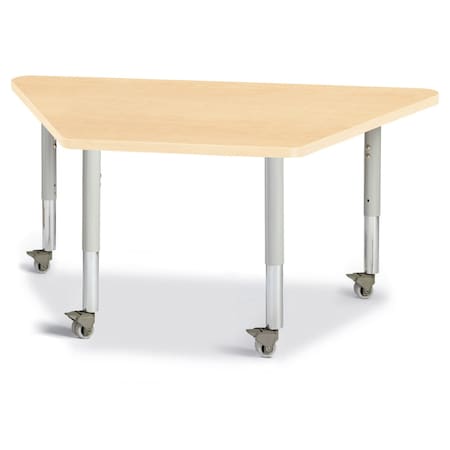 Jonti-Craft Berries Trapezoid Activity Tables, 24 in. x 48 in., Mobile, Maple/Maple/Gray 6438JCM251